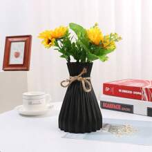 1pc Plastic Flower Vase, Home Decor Vase, Origami Vase, Minimalist Modern Vase, Rope Design Vase, Decorative Scratch-Resistant Vase, European Wedding Home Decor, For Living Room, Desk, Home, Office, Not Suitable For Water Back To School Room Decor School Supplies