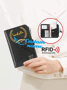 Customizable With Name Or Initial, High Quality PU Leather, Minimalist RFID Passport Holder, Solid Color Cute Zipper Card Case, Magnetic Passport Protector, Ideal Gift For Friends, Family, Graduation, Back To School, Birthday, Holiday, Anniversary - Multicolor - View 1