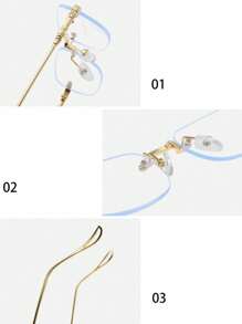 1 件男士无框时尚平光镜片金属框架眼镜，适合作为情人节或狂欢节礼物 - 無色 - 查看 5