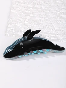 1 件新款海洋鲸鱼水钻装饰发夹，适合日常和度假，女孩发饰