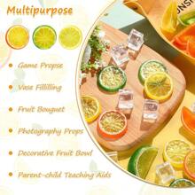 24/36 Pcs Fake Lemons Slices Blocks And 12 Pcs Acrylic Ice Cube Set Decorative Artificial Fake Ice Cubes Reusable Fake Lemon And Lime Slices For Home Kitchen Office Table,Fake Plants - Multicolor - View 4