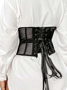 Robe de soirée pour femme avec une ceinture corset à fermeture éclair métallique courte pour cincher la taille et aplatir le ventre, dans un style de cour.