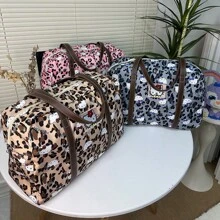Sanrio 1 pieza Bolso de hombro vintage de Hello Kitty de Sanrio, nueva bolsa de almacenamiento de gran capacidad con estampado de leopardo, bolso de almohada lindo y a juego, bolsa de almacenamiento multifuncional con estampado floral de Hello Kitty, bolsa de almacenamiento plegable