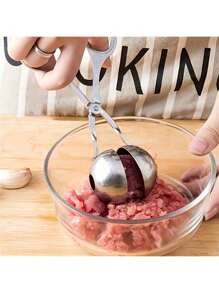 1pc Stainless Steel Meatball Maker Tool, Nonstick Meatball Shaping Spoon For Making Meatballs, Fish Balls Or Rice Balls - Silver - View 9