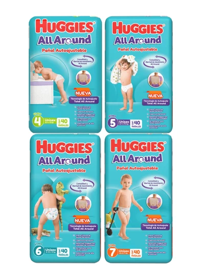Huggies All Round Pañales Desechables Etapa 4 / 5 / 6 / 7 Con 40 Pañales