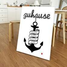 1pc Customizable Name Canvas Art Poster, Anchor Pattern, Frameless Modern Wall Decor For Rooms, Living & Dining Areas - Ideal Personalized Gift For Home And Family Gifts Birthday Graduation