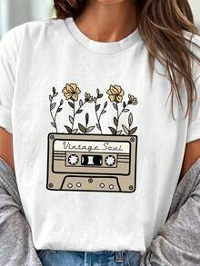 女士常规 T 恤，休闲，运动，时尚，简约，适合校园，健身，户外