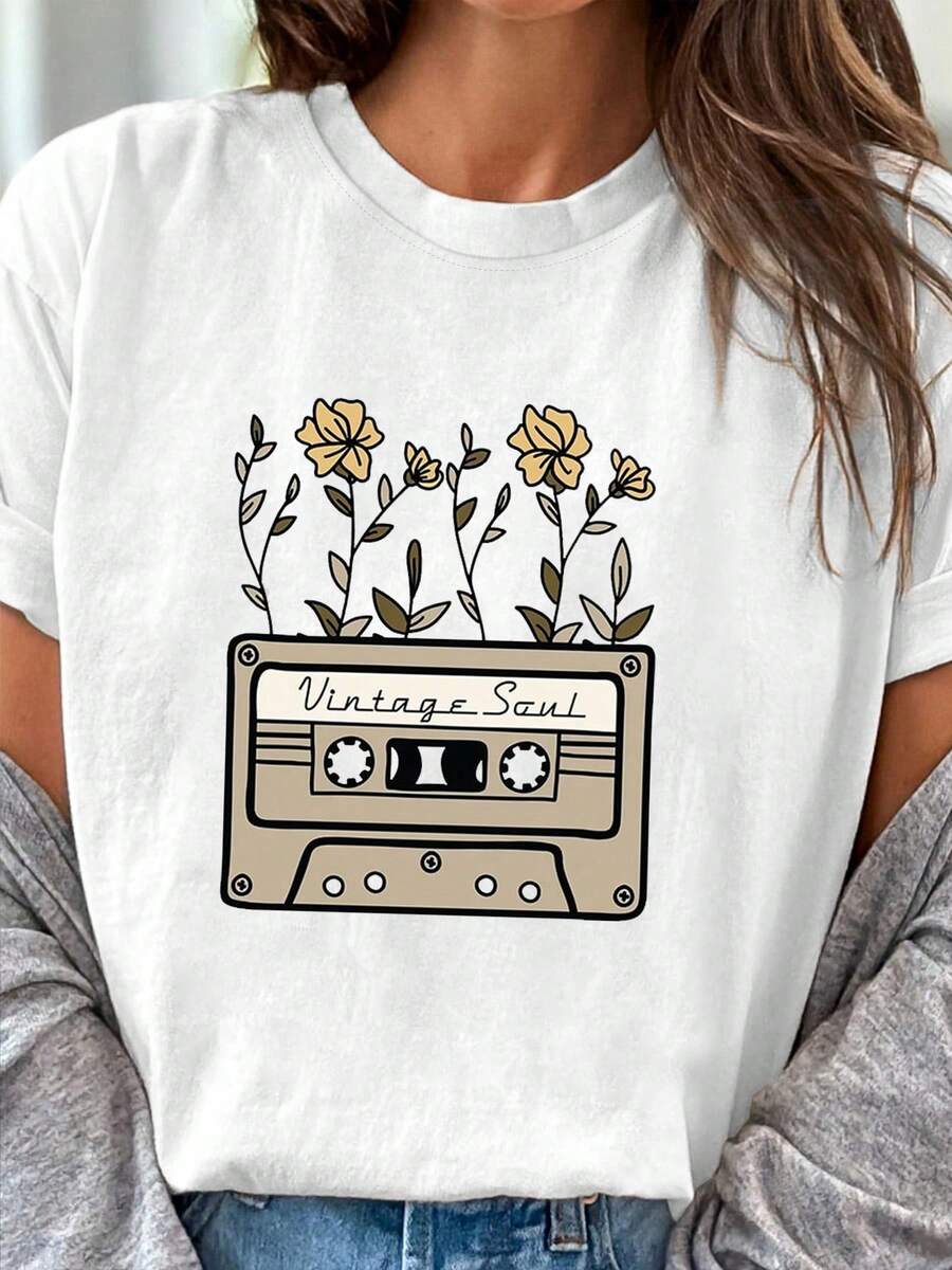 女士常规 T 恤，休闲，运动，时尚，简约，适合校园，健身，户外