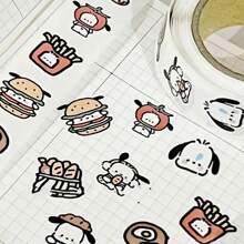 1 pièce Rouleau d'autocollants Sanrio Pochacco - Autocollants décoratifs mignons de personnages de dessin animé, convient pour les journaux, les bureaux, les fans d'anime et l'artisanat, sur fond blanc avec des motifs alimentaires ludiques et de personnages, décoration de chambre d'anime, décoration de maison, décoration murale, décoration de salle de bain, décoration de chambre, décoration de pièce, décoration de salon, décoration de maison, art mural de salon, papier peint, autocollants personnalisés