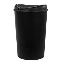 Holiday Discount 12.8 Gallon Trash Can, Semi Round Touch Top Kitchen Trash Can, Black