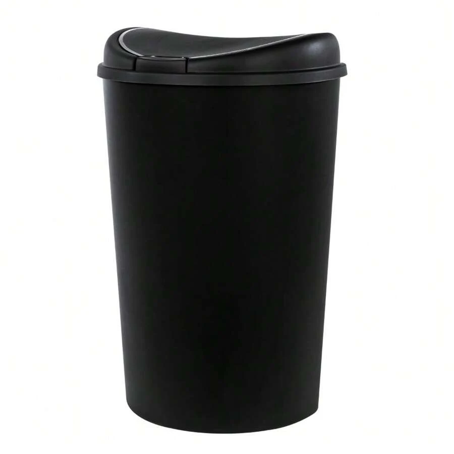 Holiday Discount 12.8 Gallon Trash Can, Semi Round Touch Top Kitchen Trash Can, Black