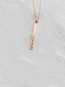 1 件定制雕刻垂直条项链 - 个性化位置坐标、日期、名称 - 高品质不锈钢 - 精致名称条情人节礼物