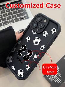 1pc Customizable Matte Black/Football Element Phone Case, With Custom Player Number And Signature, High Definition UV Printing, Compatible With IPhone 16 Pro Max/16 Pro/16 Plus/16/15 Pro Max/15 Pro/15/14 Pro Max/14 Pro/14/11/11 Pro Max/12/12 Pro/12 Pro Max/13 Pro Max/13 Pro/13/J4/J6/J7/J2/13C/X7B/X8B/A13/A14/A15/A54/A55