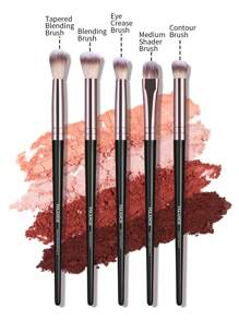 MAANGE Set de 5 piezas de brochas de maquillaje profesionales para ojos, incluye: brocha para sombras, brocha para cejas, brocha mixta, brocha delineadora y brochas suaves y portátiles, un regalo ideal para mujeres y niñas