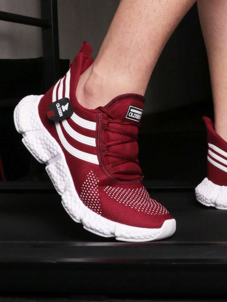 Men's Women's Gym Tennis Shoes White Soft Lightweight Cheap Comfortable Soft For Sports Everyday - 紫紅色 - 查看 1