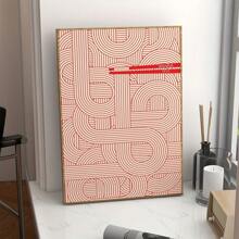 1pc, Canvas Hanging Painting, Framed Decorative Painting, Poster, Wall Art, Bauhaus Style Geometric Wall Art Print - Modern Red Abstract Canvas Poster For Home And Office Decoration Gifts Birthday Graduation