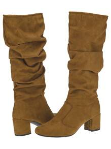 Women's Over The Knee Boots, Long Shaft, Low Square Heel, Fashion 452 - 駝色 - 查看 4
