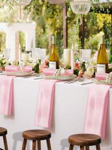 Bộ 16/8/4 khăn ăn satin màu hồng - Khăn ăn vải vuông 30x30cm - Mềm mại, có thể tái sử dụng, thích hợp cho đám cưới, tiệc tùng, Ngày của Mẹ, Ngày Valentine, lễ tốt nghiệp, tiệc trưa, trang trí nhà hàng. - Hồng - Xem 3