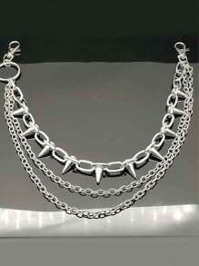 1 件装欧美万圣节热销金属铆钉几何多层腰链男士配饰