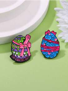 4 件复活节彩蛋卡通胸针，可爱创意彩绘连衣裙装饰珐琅合金徽章