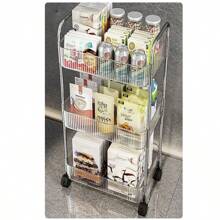 1 Pc Multi-Tier Wheeled Rolling Cart With Handles, Multifunctional Storage Rack For Office, Bathroom, Kitchen, Mobile Storage Organizer Outdoor Decor - Multicolor - View 8