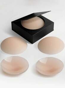 زوج من أغطية الحلمة السيليكون القابلة لإعادة الاستخدام الغير مرئية، لاصق الذات، ملحقات إكسسوارات منضدة الصدر، لرفع الصدر للنساء - بيج - مشاهدة 2