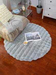 1 pieza Alfombra redonda de felpa con burbujas de estilo nórdico de color gris, suave, que no suelta pelusa, fácil de limpiar, adecuada para dormitorio, sala de estar, decoración del hogar y para todas las estaciones