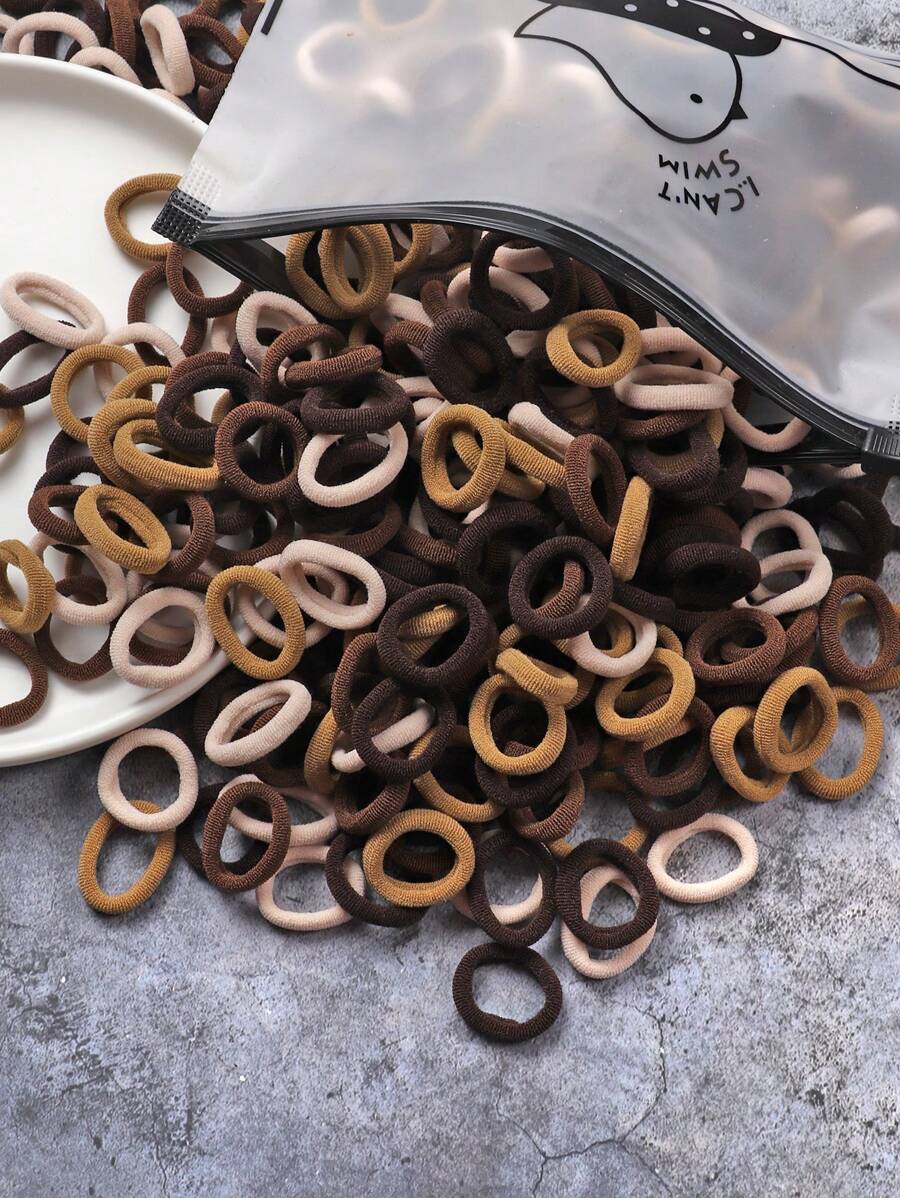 100 Stücke/Packung kleine elastische Haargummis für Frauen, schwarz, farbig, gedämpfte Töne, Haargummis für Pferdeschwänze, süße, lässige Spandex (Nylon) Haargummis, für alle Jahreszeiten, Gummiband, Gym Sport Outfit, Haarband Haaraccessoires