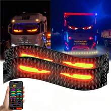 Luz LED con logotipo del ojo del diablo para coche, panel de píxeles LED programable con aplicación, luz nocturna, pantalla LED flexible programable DIY para accesorios de coche/camión - 1 pieza - Ver 2