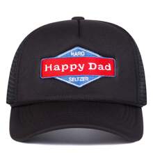 1Piece Men Happy Dad Letter Embroidered Baseball Cap Mesh Hat Outdoor Adjustable Sunscreen Leisure Hat Spring Autumn Travel Tourism Beach Vacation - 黑色 - 查看 2