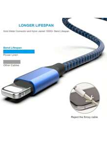 3Pcs/1Pc IPhone Charger Car Carplay Cable, Nylon Braided 10/6/3FT Lightning Cable Fast Charging High Speed Data Sync USB Cord Compatible With IPhone 14 13 12 11 Pro Max XS XR X 8 7 6S 6 Plus SE