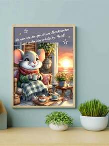 1 Set - Mouse Theme Cross-Stitch Painting Kit, DIY Thread Art Needlework Supplies, Mixed Color High-Quality Threads, 11CT Cross-Stitch Decorative Painting Design, Handmade Stress-Relief Gift, Complete Home Decor Embroidery Craft, Suitable For Entryway, Study, Bedroom Decoration, Frameless