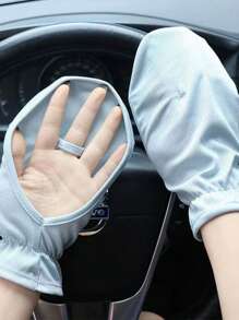 1 par de guantes sin dedos protectores del sol de verano para mujeres, mangas finas de fibra de bambú para conducir, actividades al aire libre, anti-UV