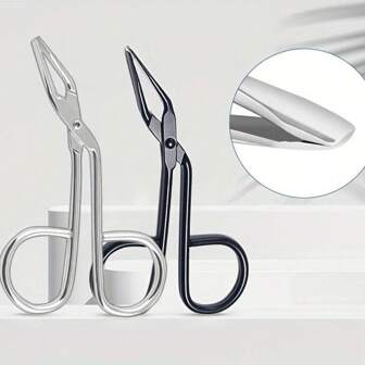 1/2支装不锈钢弯头眉镊，剪刀柄面部脱毛工具，男女通用，化妆，价格实惠，房间装饰，梳妆台，旅行，卧室，化妆配件，价格实惠，圣诞礼物，化妆品，化妆工具，便宜货，礼物，女士礼物，圣诞礼物