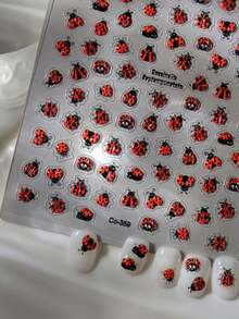 Süße Marienkäfer Nail Art Aufkleber, 5D Prägung Insekten Nagel Dekorationen