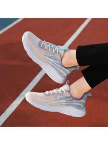 Women's New Soft & Thick Flat Lace Up Sports Shoes, Purple Color Matching, Suitable For Spring/Summer - Purple Powder - View 4