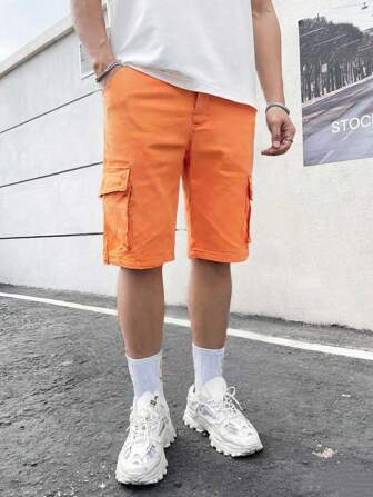 European & American Men's High Stretch Side Pocket Cargo Denim Bermuda Shorts