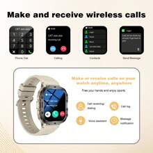 MixtataDi Smart Watch,Wireless Calling /Dial, Various APP Reminders,Suitable For Men And Women,Sports Watches,Information Reminder,For IOS/Andriod - Màu Khaki - Xem 2