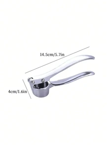 1pc Stainless Steel Garlic Press, Modernist Silver Multifunctional Garlic Mincer For Kitchen - Silver - View 9
