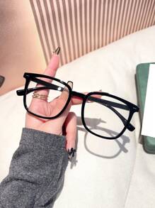 1 件女士方形全框黑色眼镜，男士眼镜，适合办公室、学校、时尚配饰 - 無色 - 查看 2
