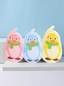 1 pieza Esponja de baño de bebé con diseño de pingüino de dibujos animados, toalla de lavado con champú para recién nacidos - Multicolor - Ver 2