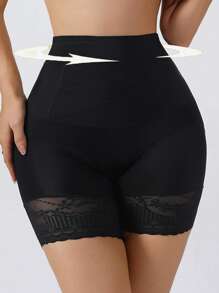 女士加大码高腰蕾丝塑身内裤，产后瘦身塑身衣收腹三角裤 - 黑色 - 查看 5