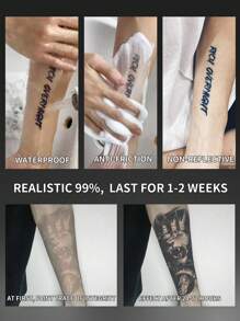1Pc Tijdelijke Tatoeages Semi Permanente Tattoo Europese Stijl Waterdicht Zweetbestendig Blijft 1-2 Weken Realistisch Kruidensap Anti-Wrijving Niet-Reflecterend Nep Zwarte Nep Tatoeages Voor Vrouwen En Mannen Tatoeage Stickers Voor Arm, Borst, Been, Buik, Taille, Vinger, Nek Modernistische Lichaamskunst
