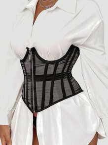 Robe de soirée pour femme avec une ceinture corset à fermeture éclair métallique courte pour cincher la taille et aplatir le ventre, dans un style de cour.