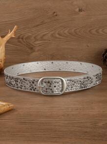 1pc Punk Style Metal Rivet & Rhinestone Decorated TPE Waist Belt, Matching With Jeans Summer, School Fall, Autumn, Halloween - Multicolor - View 12