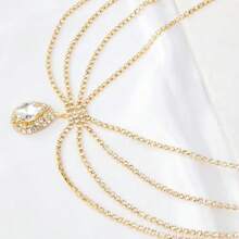 1 pieza Banda de cabello con cristales estilo europeo y americano, accesorio de cabeza nupcial, diadema con cadena de frente, joyería para el cabello estilo bohemio