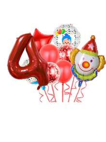 11 件马戏团气球套装、卡通小丑帽和气球主题生日派对装饰品 - 彩色 - 查看 14