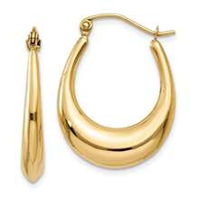 The Black Bow Tapered Puffed Oval Hoop Earrings In 14k Yellow Gold