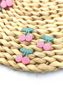 12 件/36 件服装装饰手工缝制绣花补丁 DIY 樱桃面料贴花配饰适用于服装、发饰、工艺品 - 彩色 - 查看 2