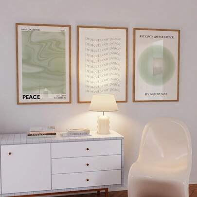 Green Poster 3pcs Set, Sage Green Wall Art, Aesthetic Poster, Retro Gradient Poster, Room Decoration Aesthetics, 3pcs Set Of Printed Art Prints, Modern Retro Simple Green Gradient Abstract Art Canvas Painting Printed Wall Decoration, No Frame Gifts Birthday Graduation